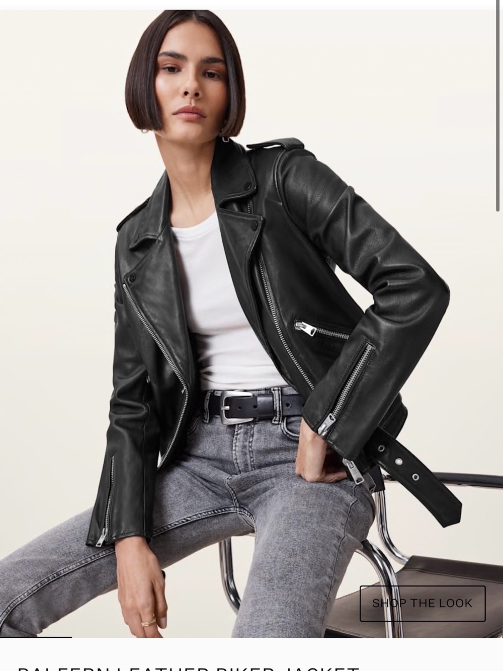 All Saints Black Leather Moto Jacket with Belt